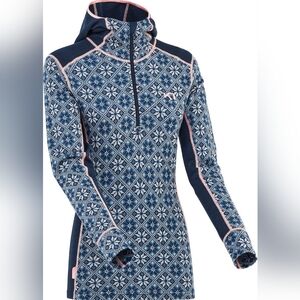 Kari Traa Blue Hooded Top With Nordic Design